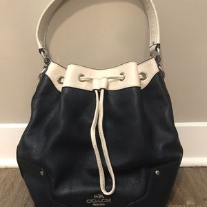 Navy and White Coach Shoulder Bag